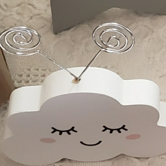 Happy Star Wood Decor & Smiling Cloud Wood double photo clip - Picture 2 of 2